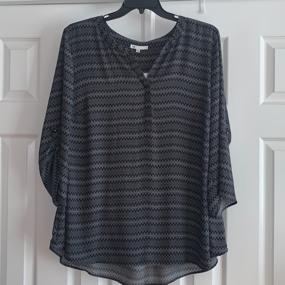 NWT DR2 Blouse Black/White SZ 3X